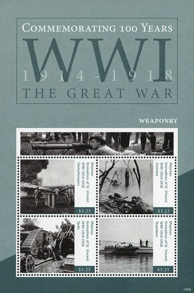 #M11404 - 2014 Mayreau $3.25 100th Anniversary of World War I Mint Sheet of 4 Stamps