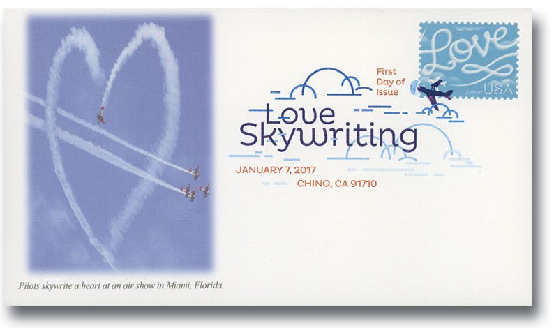 5155 - 2017 First-Class Forever Stamp - Love Series: Airplane Skywriting "Love" Fleetwood First Day Cover with Digital Color Cancel