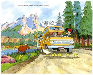 # MDS246L - 1991 Disney's Mickey and Friends Visit the World's Wonders, Mint Souvenir Sheet, Bhutan