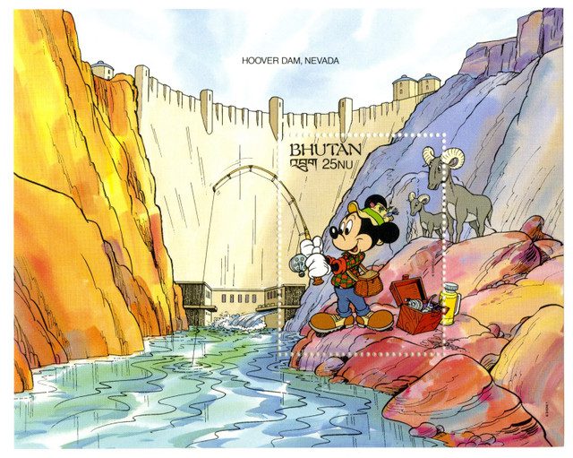 1991 Disney's Mickey and Friends Visit the World's Wonders, Mint Souvenir Sheet, Bhutan