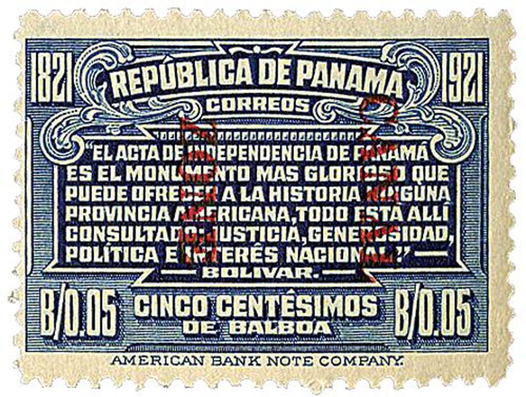 # CZ62 - 1921 5c Canal Zone - Bolivar, overprint type V, blue & red