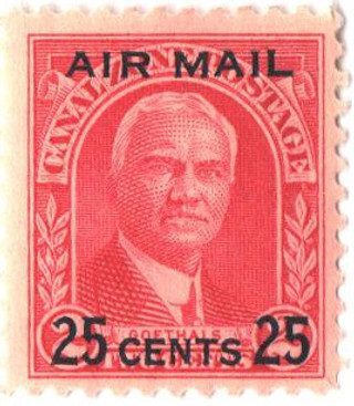 1929 25¢ on 2c Canal Zone Airmail - Goethals, carmine
