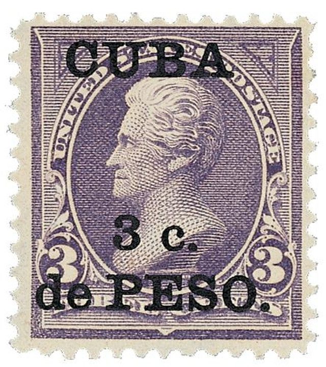 #CU224 - 1899 3c on 3c Cuba,Jackson, purple