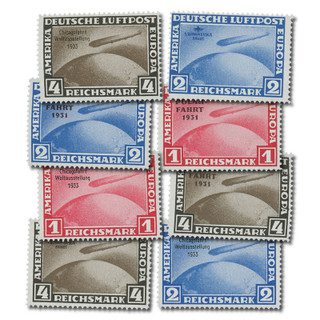 German Zeppelin Facsimiles, 8v Mint