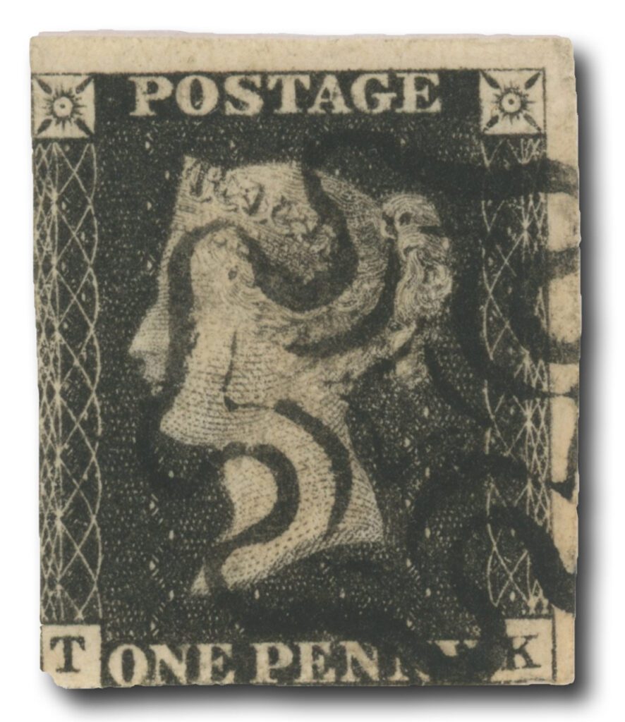 # BLACK1x - 1840 Penny Black, 1-2 margin with album