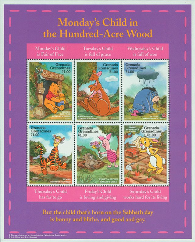 # MDS352A - 1997 Disney's Winnie the Pooh, Mint, Sheet of 6 Stamps, Grenada Grenadines