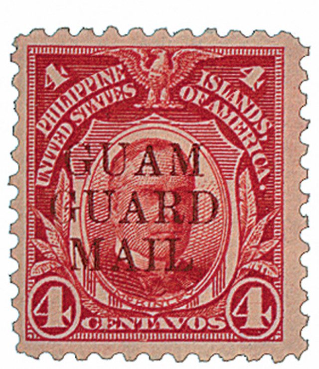 #GM8 - 1930 4c Guam Guard Mail, carmine