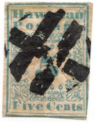 1851-52 5c Blue Hawaiian Missionary