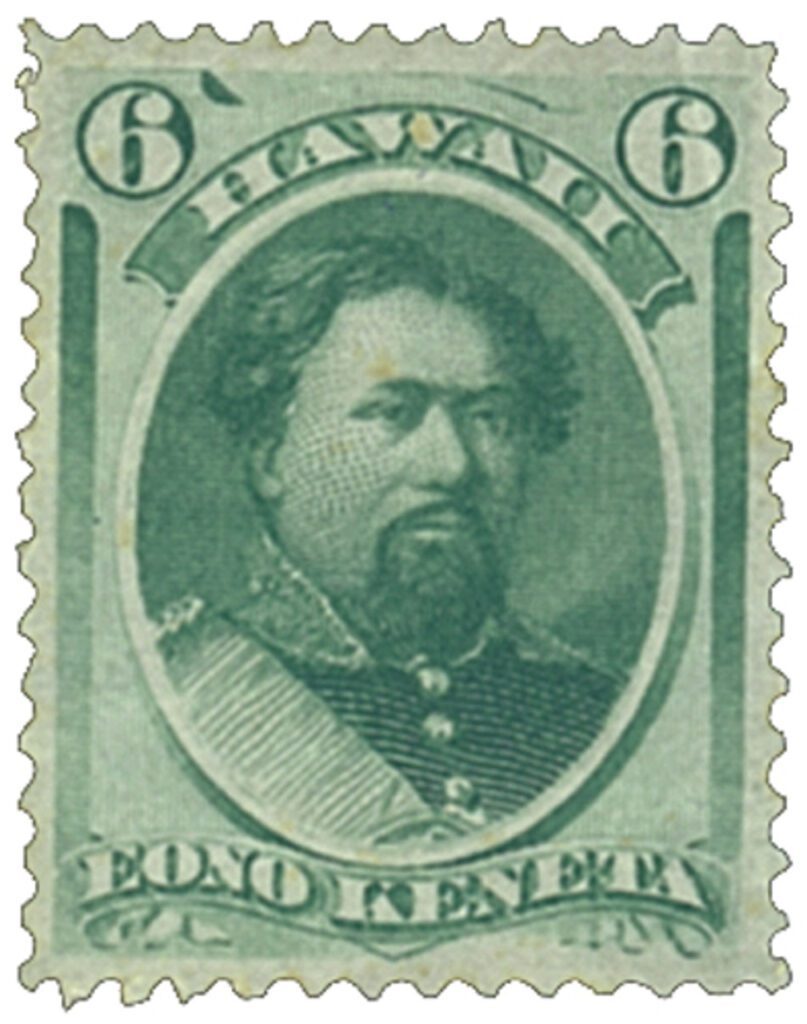 # H33 - 1871 6c Hawaii, yellow green, perf 12, wove paper