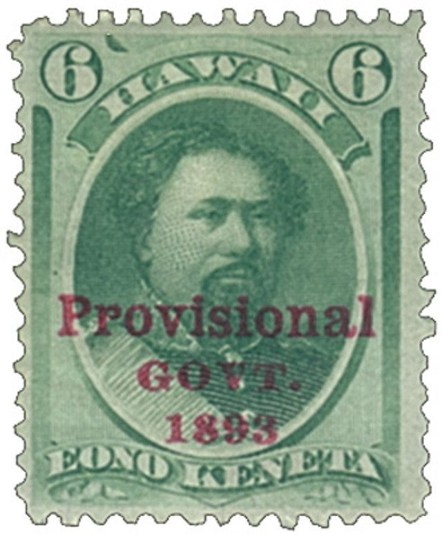 # H60 - 1893 6c Eono Keneta Provisional Government stamp, green, red overprinted
