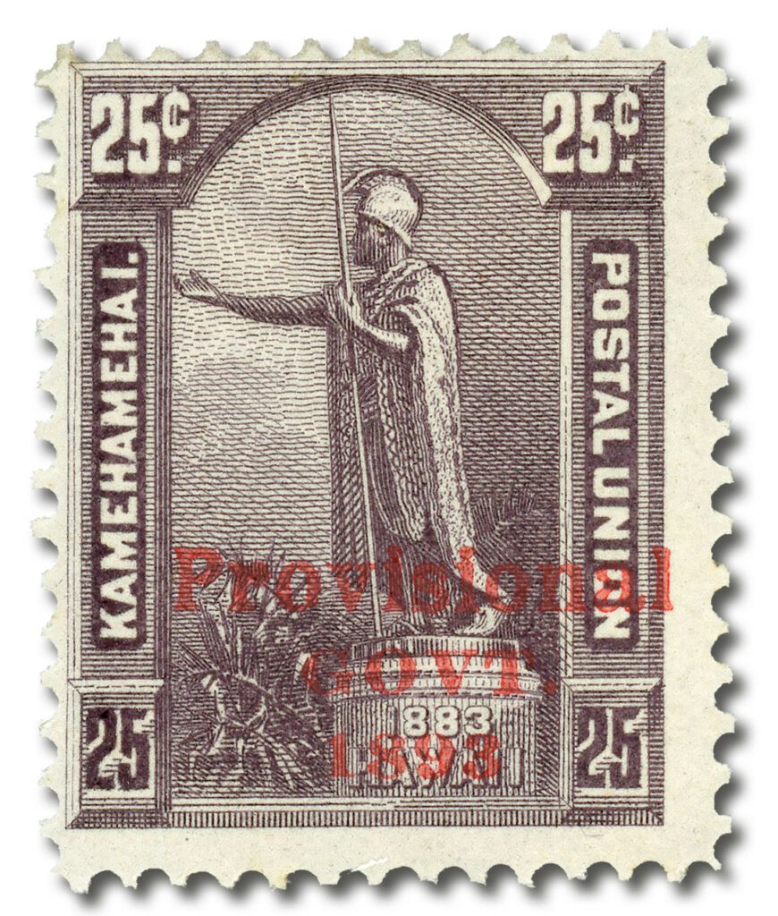 1893 25¢ Hawaii, dark violet, red overprint