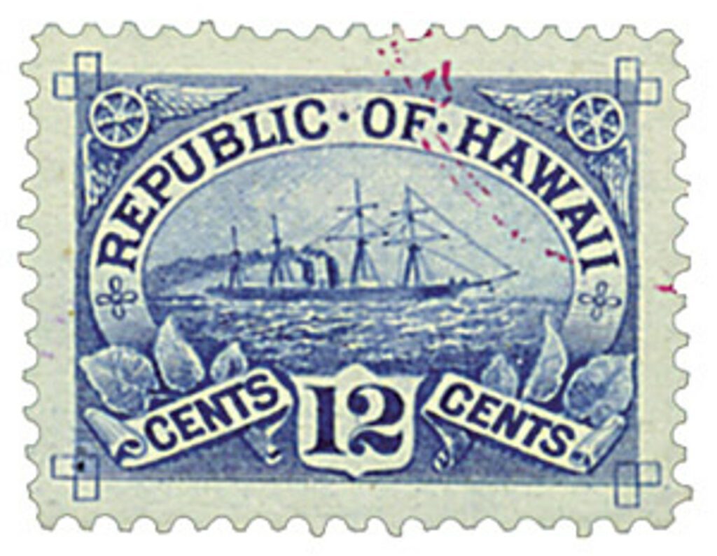 1894 12¢ Hawaii, blue, S.S. "Arawa"