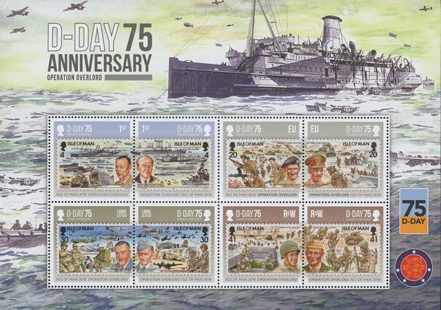 2019 D-Day 75th Anniversary, Mint, Sheet of 8 Stamps, Isle of Man