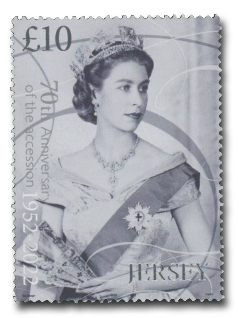 2022 Her Majesty Queen Elizabeth II Platinum Jubilee, 1 Mint Stamp, Jersey