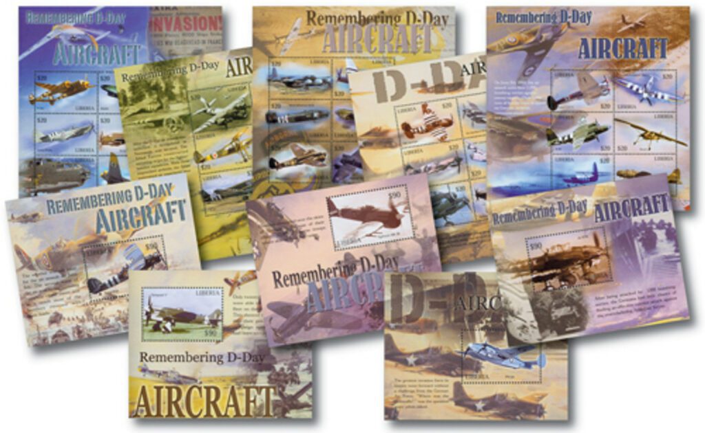 2004 $20 & $90 D-Day Collection, Mint, Set of 5 Sheets and 5 Souvenir Sheets, Liberia
