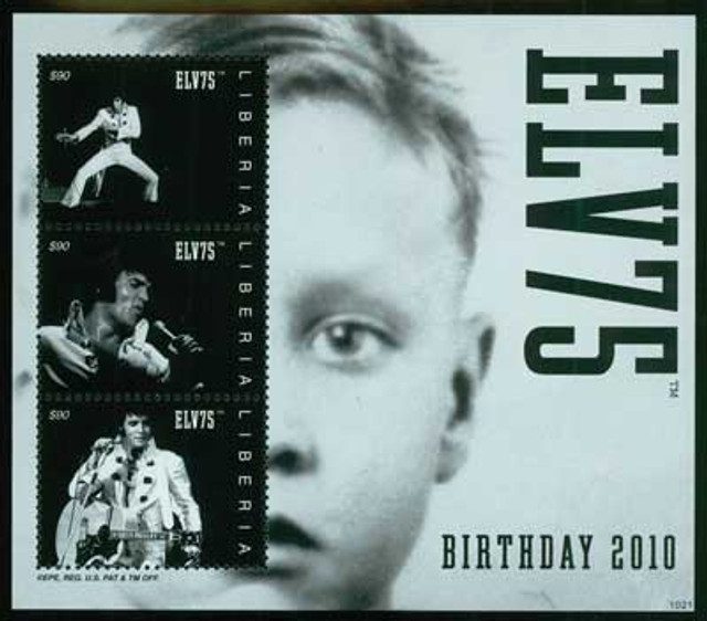 #M10602 - 2010 Liberia Elvis 75th B-Day 3v Mint