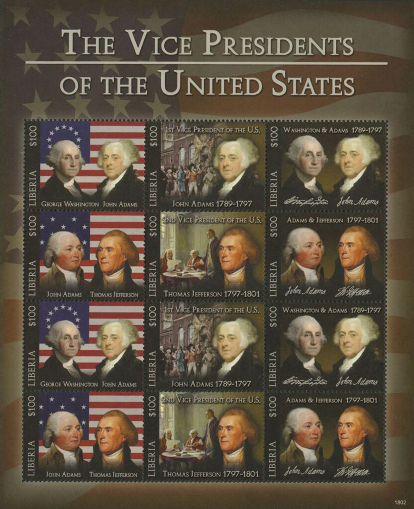 # M12134 - 2018 $100 John Adams & Thomas Jefferson, Vice Presidents sheet of 12