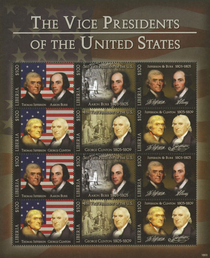 # M12135 - 2018 $100 Aaron Burr & George Clinton, Vice Presidents sheet of 12