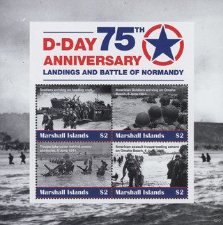 2019 Landings and Battle of Normandy, D-Day 75th Anniversary sheet of 4