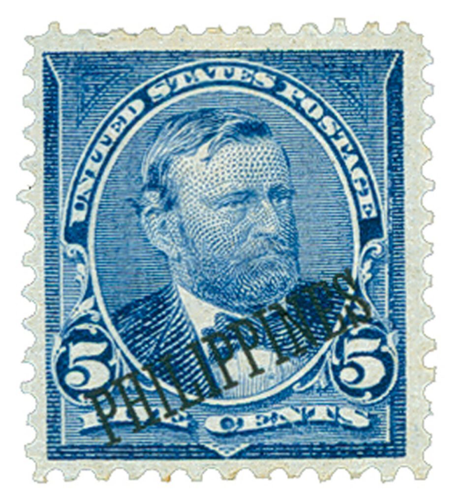 1899 5c Philippines, blue, double-line watermark USPS