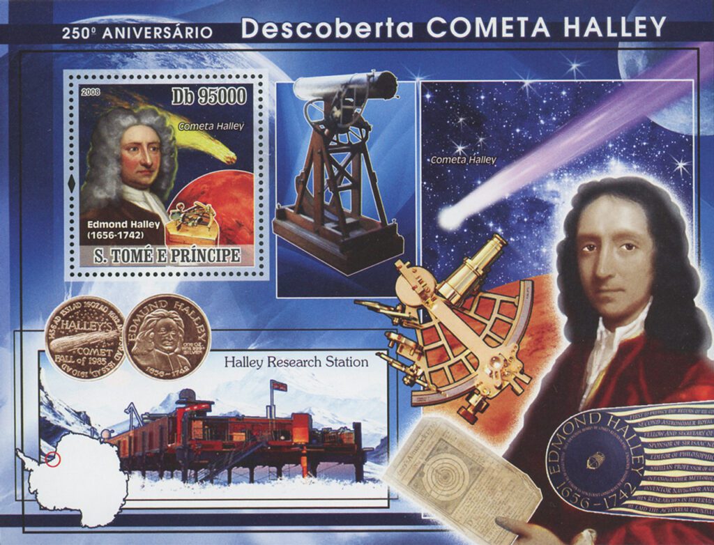 # M12237 - 2008 Db95000 250th Anniversary of Discovery of Halley's Comet, Mint Souvenir Sheet, St. Thomas and Prince Islands