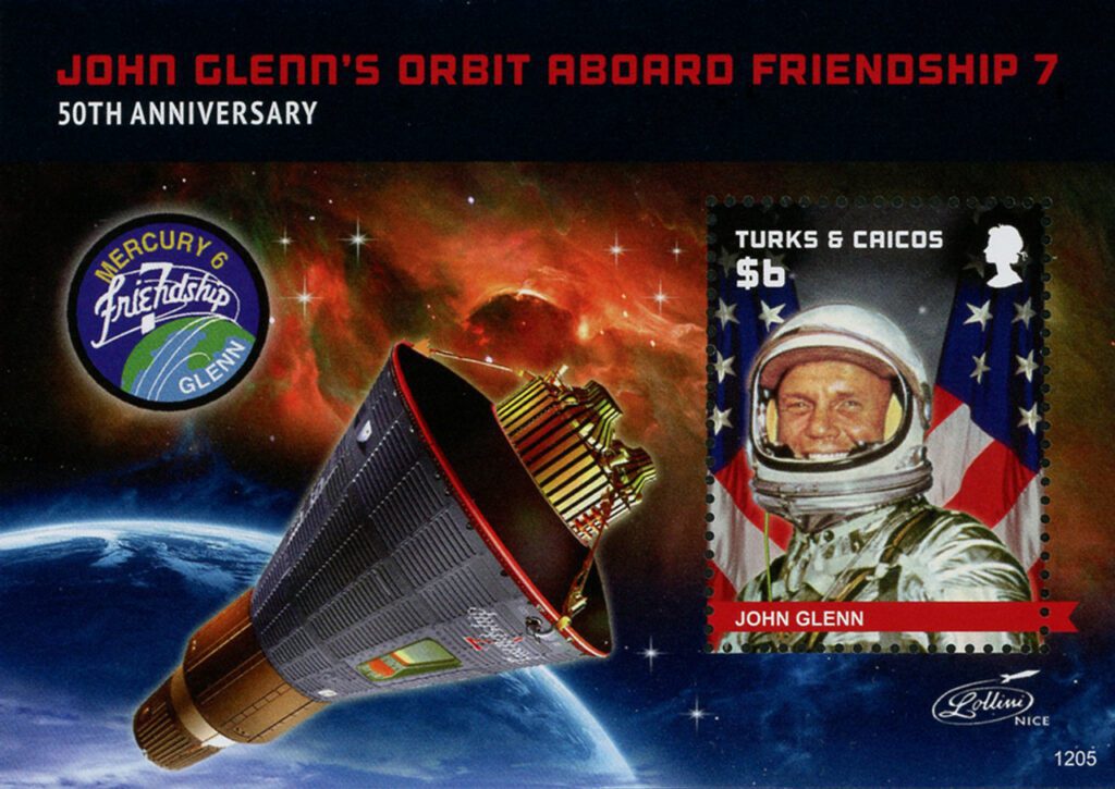 # M11818 - 2012 John Glenn - Orbit Aboard Friendship 7 50th Anniversary, Mint Souvenir Sheet, Turks and Caicos