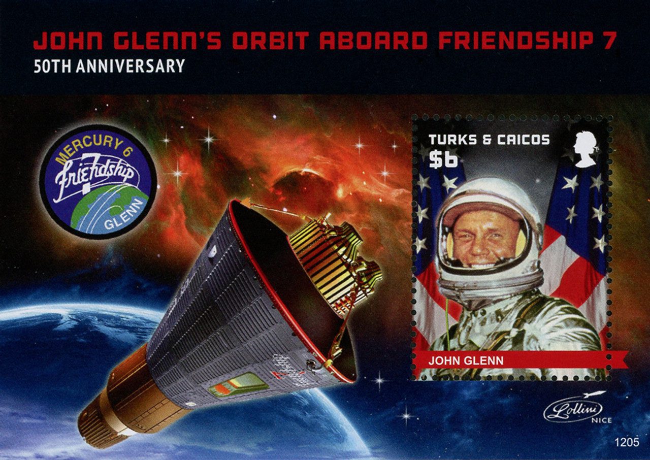 # M11818 - 2012 John Glenn - Orbit Aboard Friendship 7 50th Anniversary, Mint Souvenir Sheet, Turks and Caicos