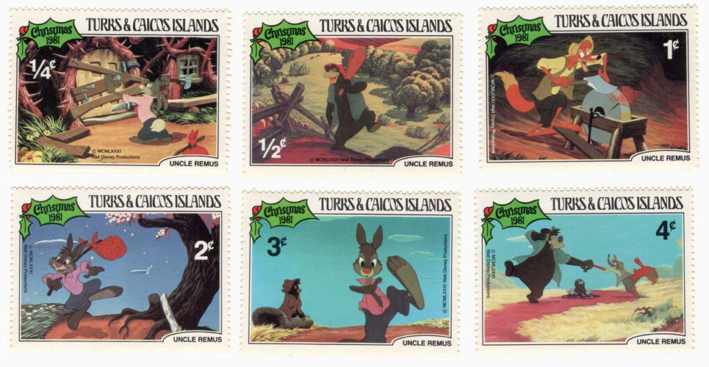 # MDS210 - 1981 Disney Celebrates Christmas with Uncle Remus, Mint, Set of 6 Stamps, Turks and Caicos