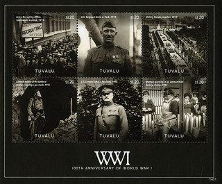 # M11403 - 2014 $1.20 World War I 100th Anniversary, Mint, Sheet of 6 Stamps, Tuvalu