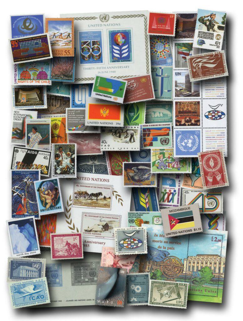 1951-2023 United Nations New York Collection, 1427 Mint Stamps and FREE Illustrated Album