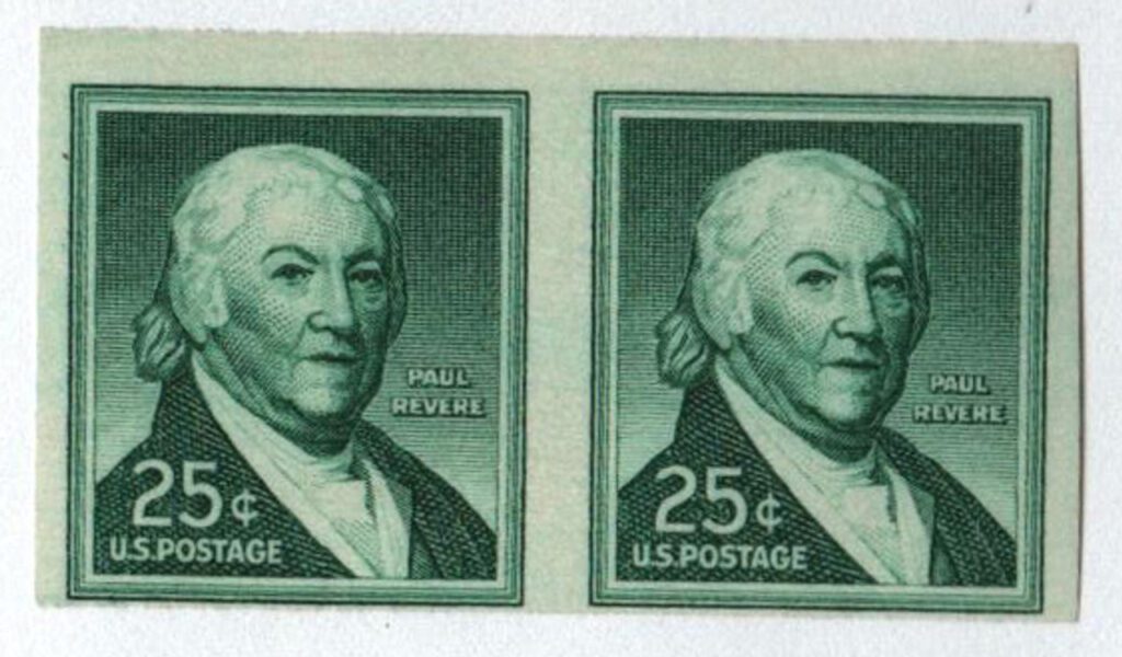 # 1059Ac - 1965 25c Paul Revere coil, imperf pair, untagged