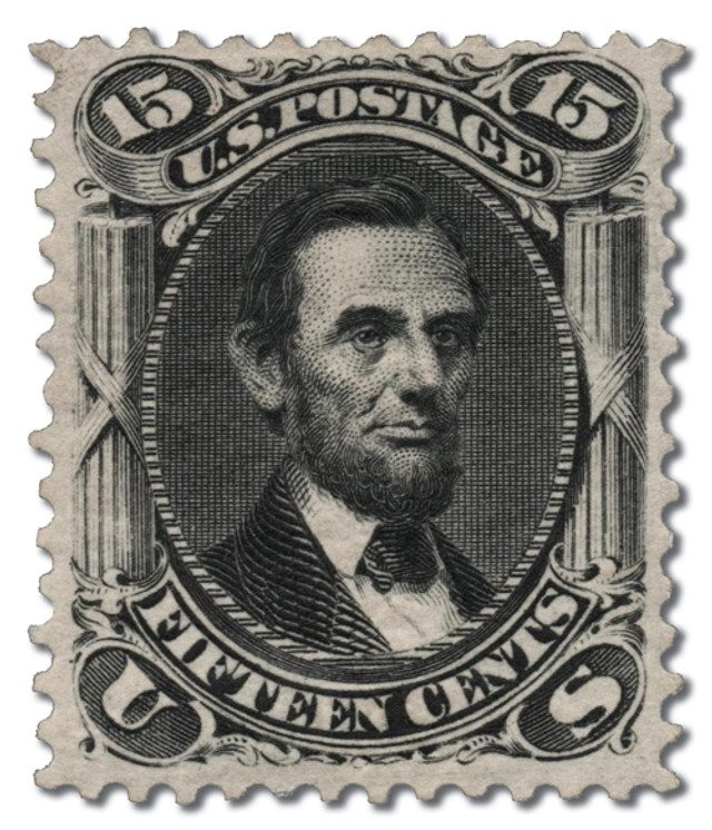 #108 - 1875 15c Abraham Lincoln, Black, Perf. 12