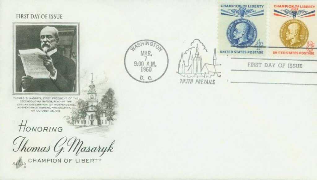 1960 4¢ + 8¢ Thomas G. Masaryk Classic First Day Cover