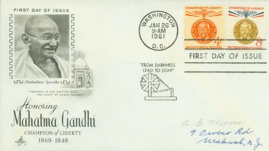 1961 4c, 8c Mahatma Gandhi First Day Cover