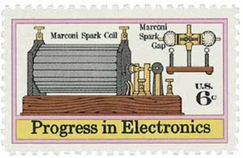 1973 6¢ Progress in Electronics: Marconi's Spark Coil and Gap
