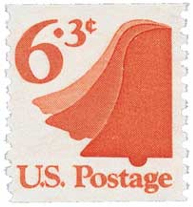 #1518 - 1974 6.3c Liberty Bell, rotary press coil, vertical perf 10