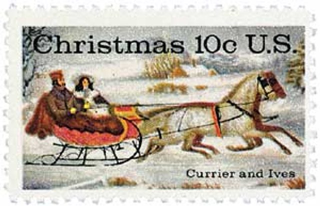#1551 - 1974 10c Contemporary Christmas: Currier and Ives "Winter Road"