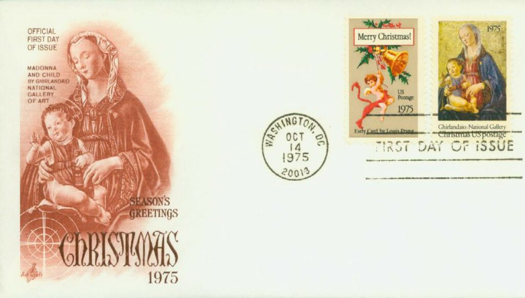 # 1579-80 - 1975 10c Christmas First Day Cover featuring both 1975 Christmas stamps