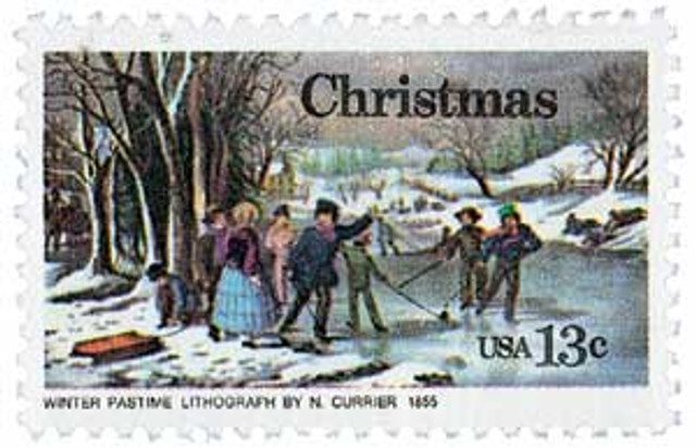#1702 - 1976 13c Contemporary Christmas: Currier's "Winter Pastime"