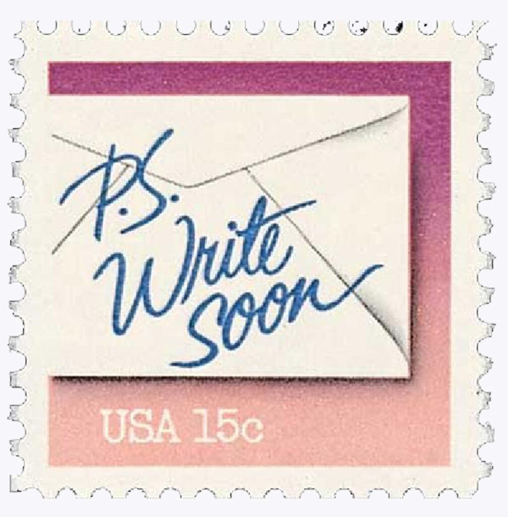 # 1806 - 1980 15c Letter Writing: P.S. Write Soon, pink