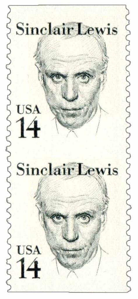 # 1856b - 1985 14c Sinclair Lewis, Vertical Pair, Imperforate Between Error