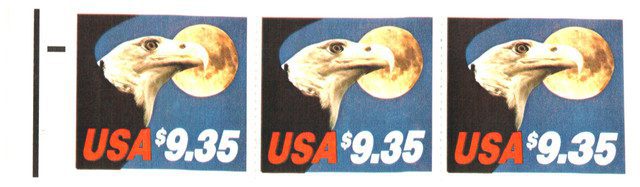 1983 $9.35 Eagle/Moon, booklet pane of 3