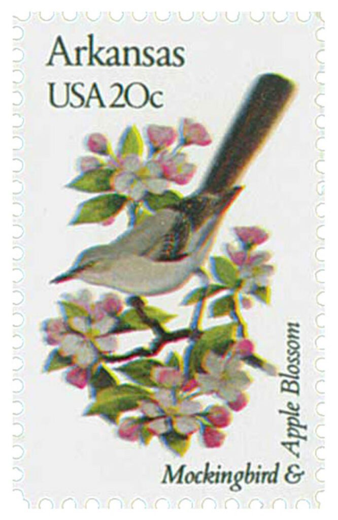 1982 20¢ State Birds and Flowers: Arkansas
