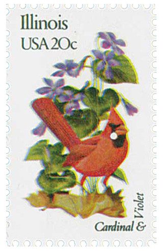 # 1965 - 1982 20c State Birds and Flowers: Illinois