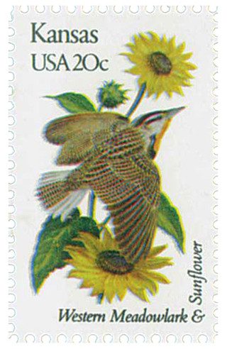 # 1968 - 1982 20c State Birds and Flowers: Kansas