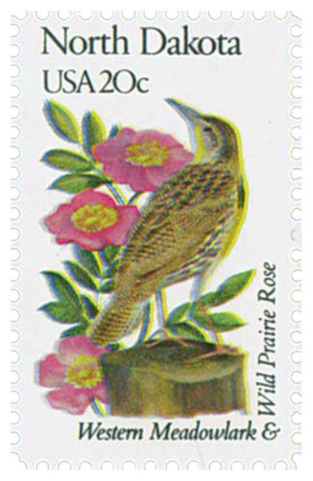 # 1986 - 1982 20c State Birds and Flowers: North Dakota