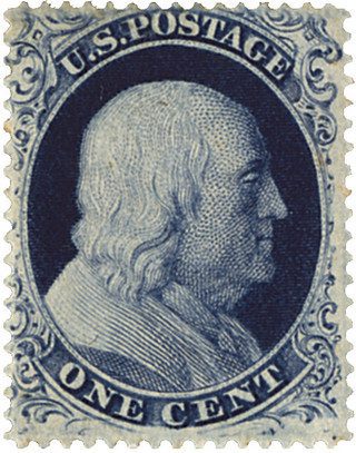 # 21 - 1857-61 1c Franklin, type III, perf 15