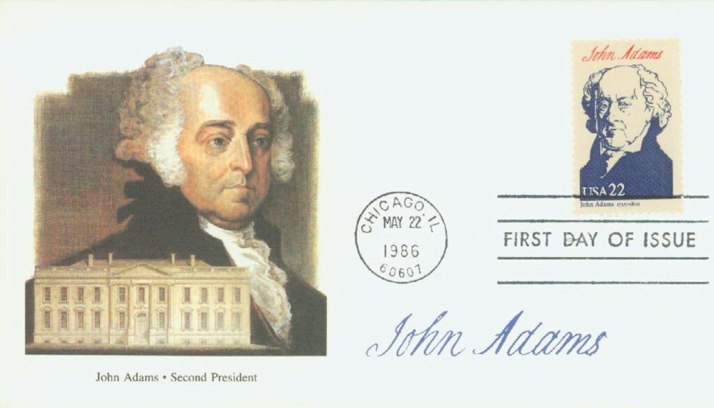 # 2216b - 1986 22c President John Adams Fleetwood First Day Cover