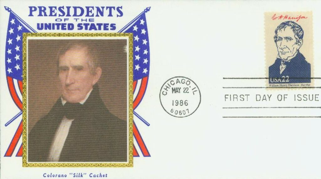 # 2216i - 1986 22c Pres. W.H. Harrison Colorano Silk Cachet First Day Cover