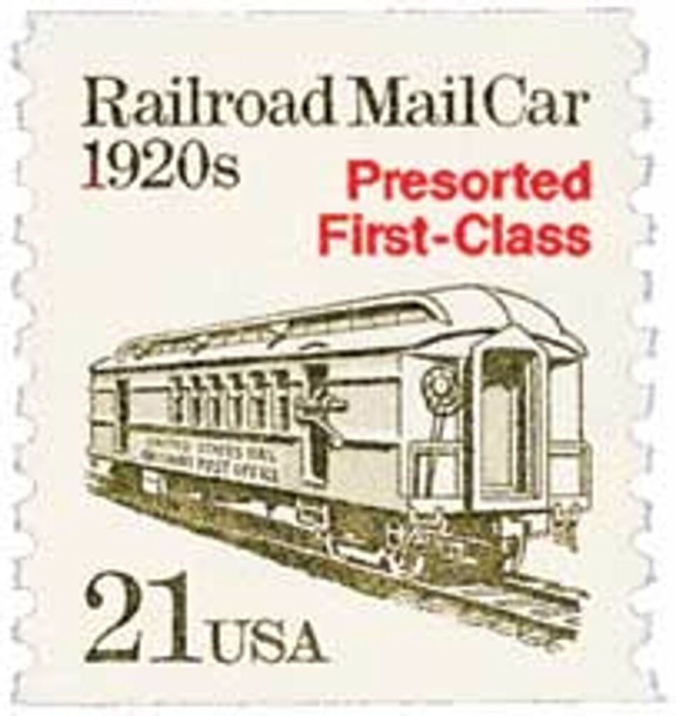 1988 21¢ Railroad Mail Car, 1920s